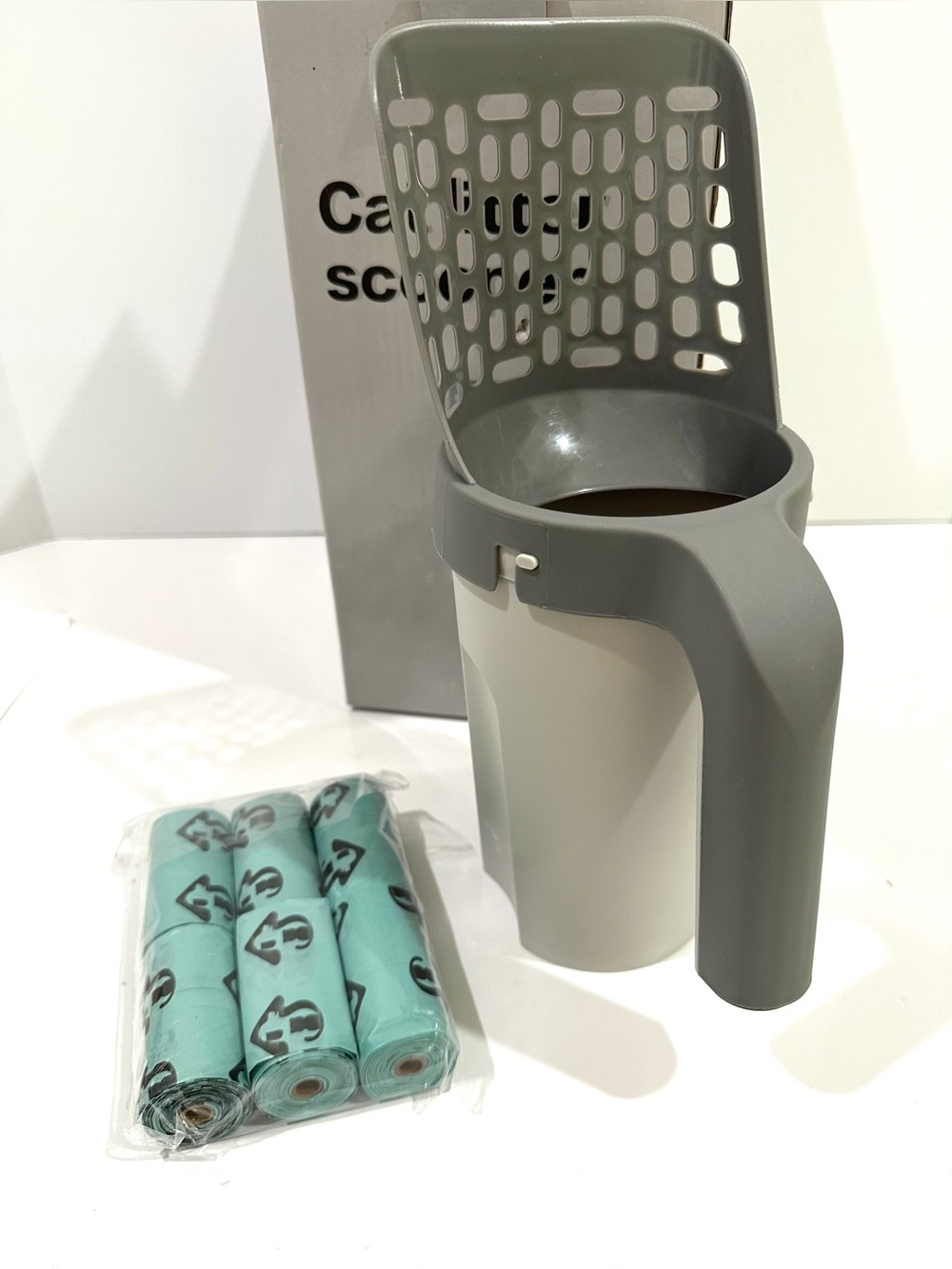 Cat Litter Scooper with Holder Litter Shovel with Waste Can and Refill Bags